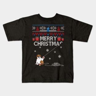 Merry Christmas Funny Naughty Bulldog Kids T-Shirt